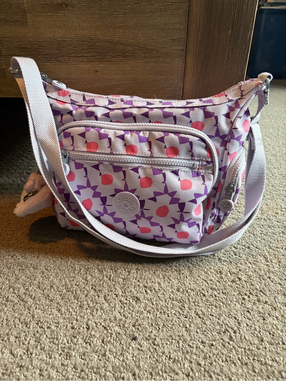 Kipling Purple Floral Dot Pattern Gabbie Small Crossbody Bag